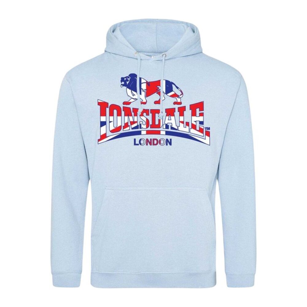 Lonsdale Mens Union Jack Logo Hoodie / Sky Blue